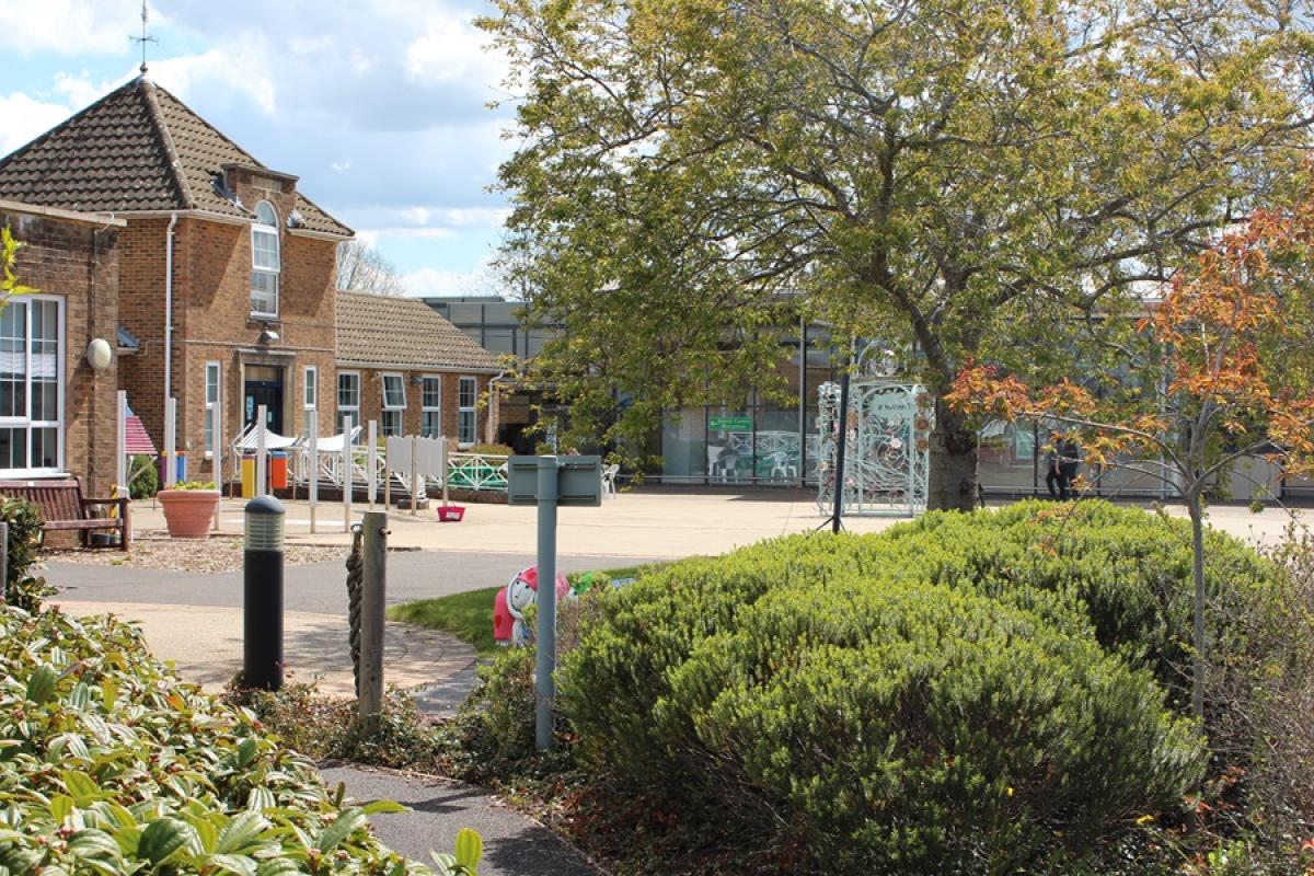 Treloar's piazza looking towards main building and Jowett Centre