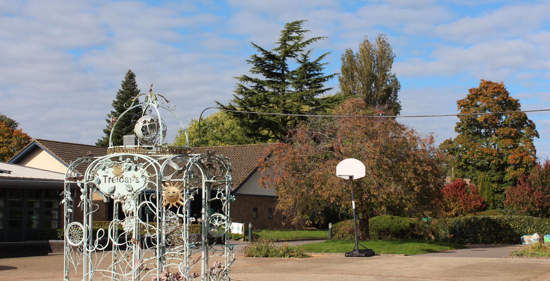 Treloar's campus showing the Blacksmiths archway looking towards the Chill out zone