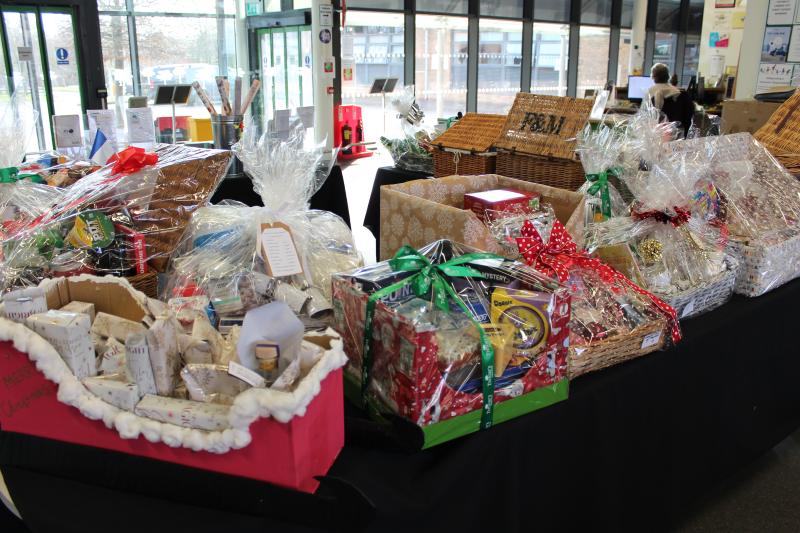 A selection of hampers at the Christmas Fair