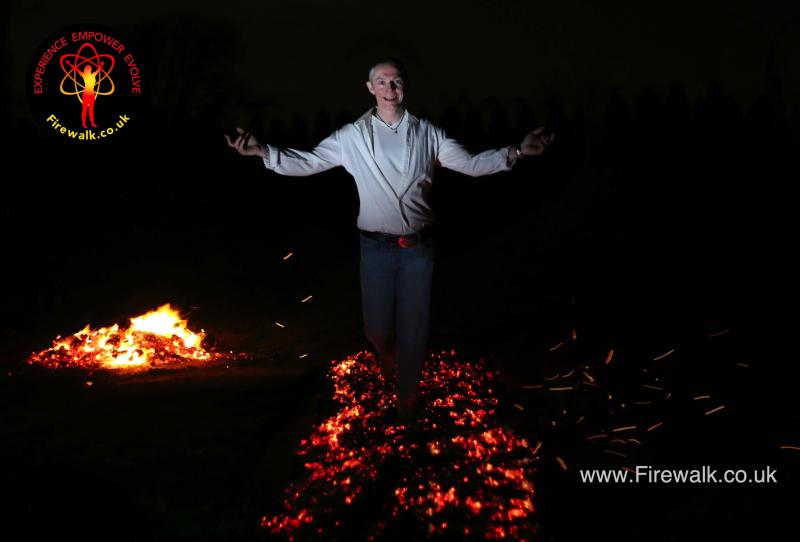 Man walking on fire