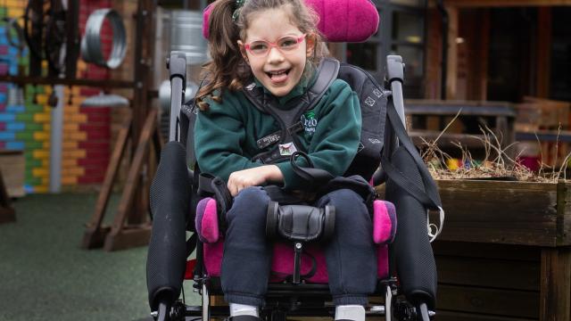 Treloar student Natalie in the Primary Playground