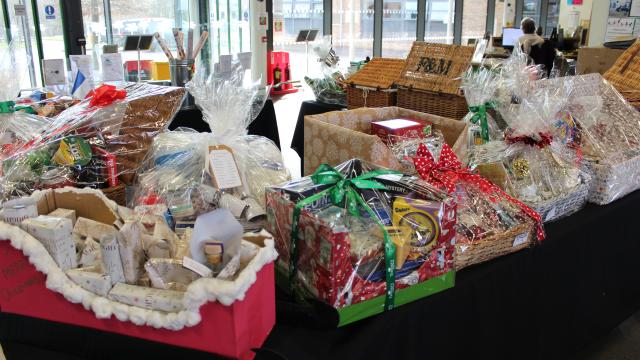 A selection of hampers at the Christmas Fair