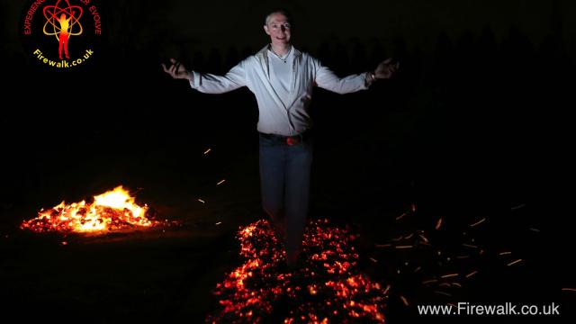 Man walking on fire