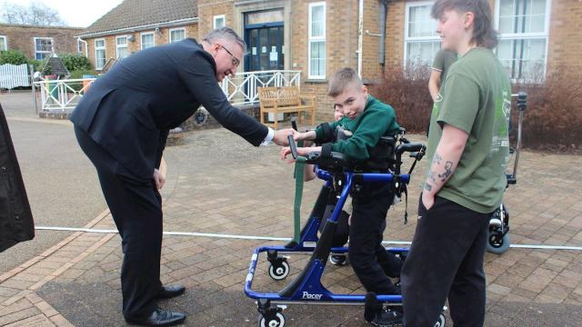 the Lord Mayor of the City of London, Alderman Alastair King meet Treloar student Isaac