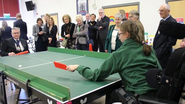 the Lord Mayor of the City of London, Alderman Alastair King plays polybat with Chloe