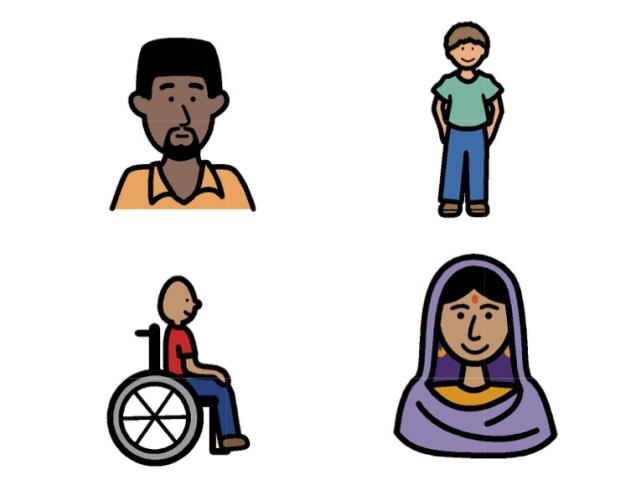 inclusive symbol show cartoon like group of diverse individuals