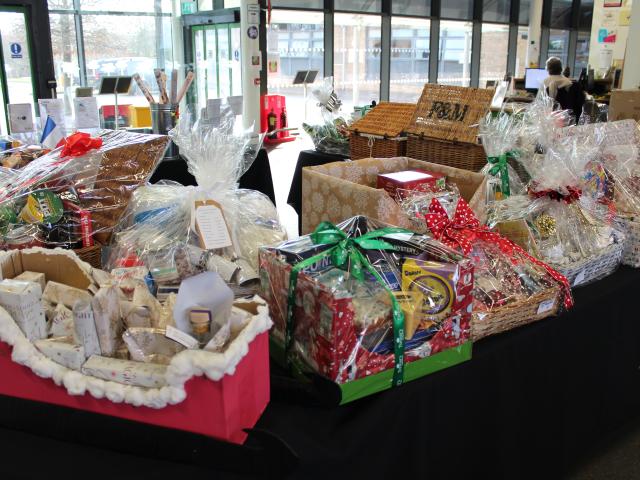 A selection of hampers at the Christmas Fair